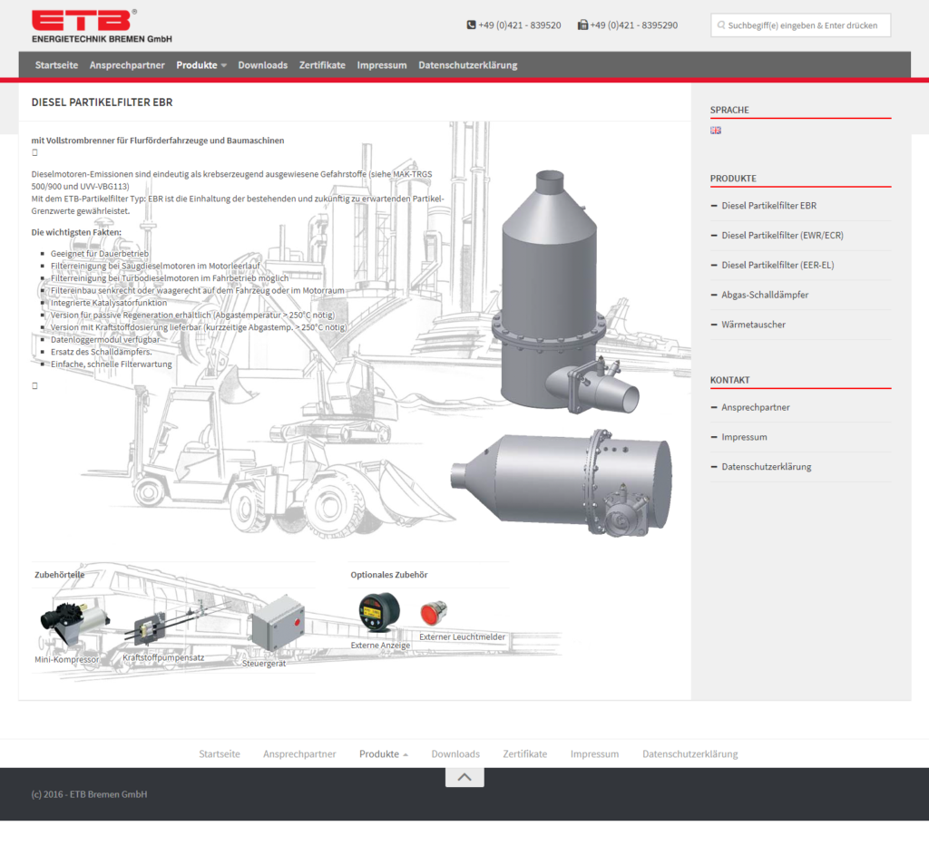 Diesel Partikelfilter EBR – ETB Bremen DE